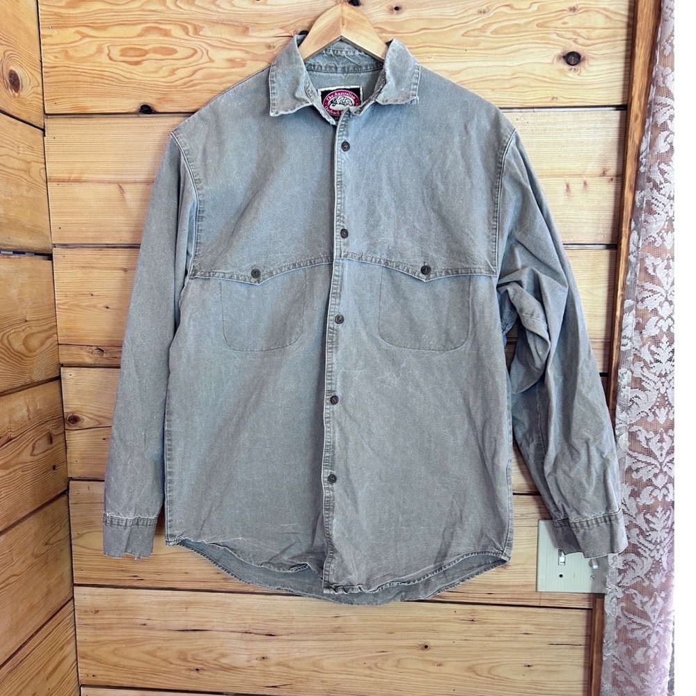 Vintage Heavy Cotton Denim Shirt Mens XL Sage Australian Outback Collection Chor